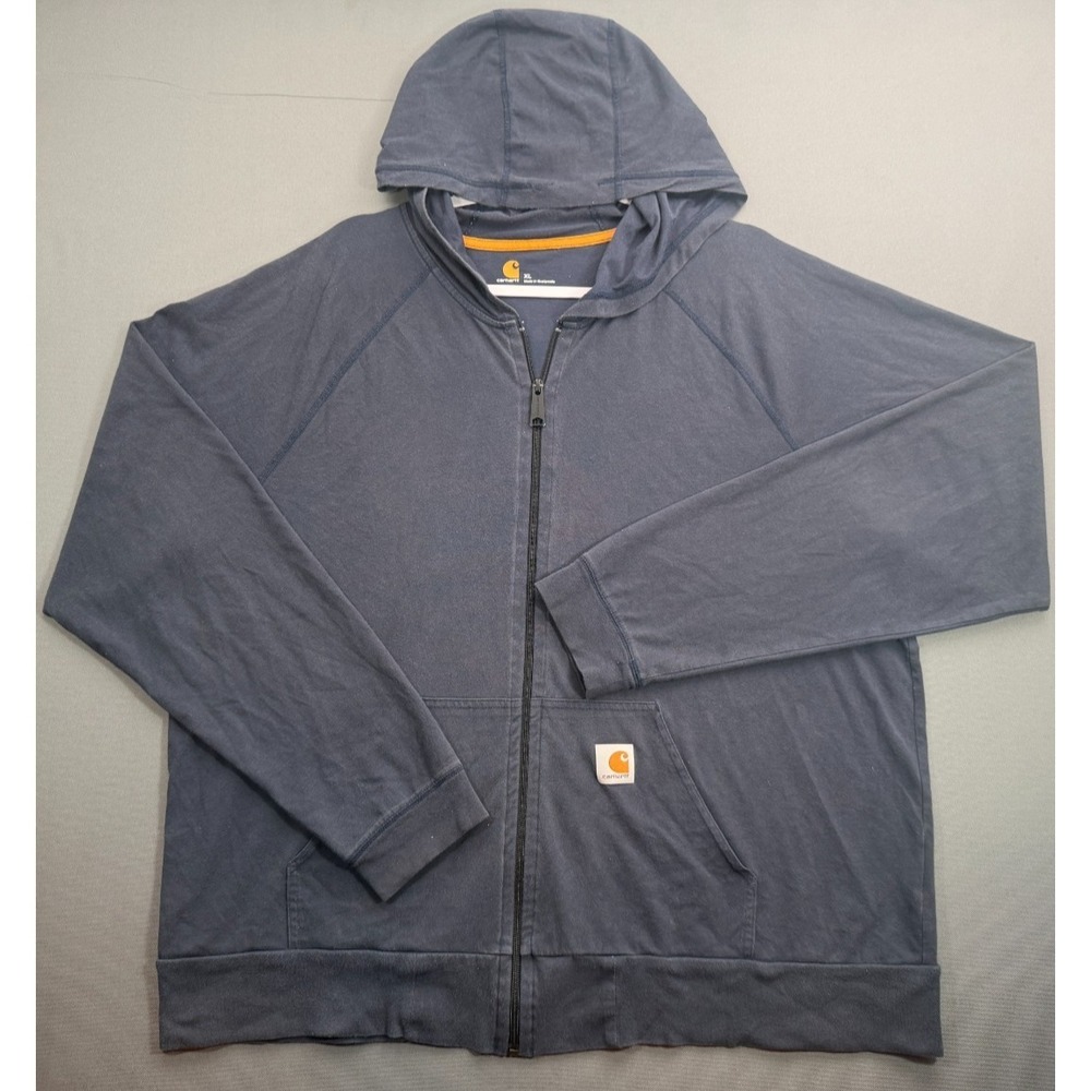 Carhartt Lightweight Full Zip Hoodie Navy Blue Relaxed Fit 101546 | Men's XL